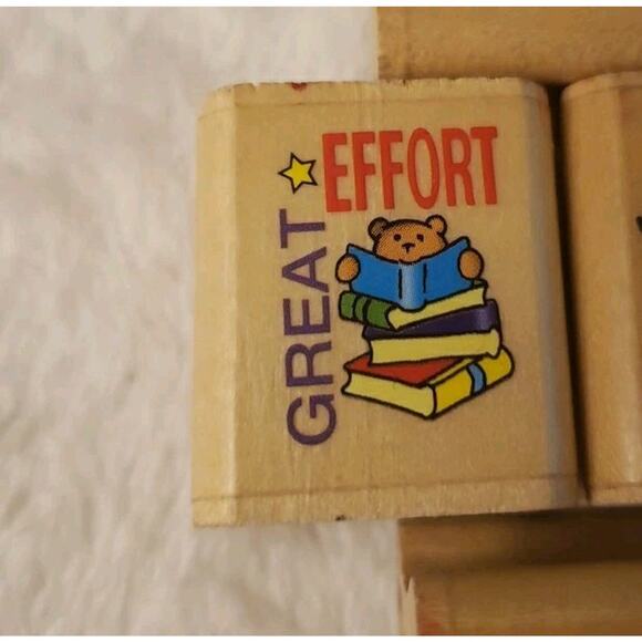 Noteworthy RUBBER STAMPS Lot of 4 Teacher Classroom Rubber Stamps Wood Mounted - Picture 3 of 9